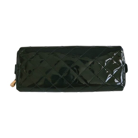 Rare BURBERRY Quilted Patent Leather Cosmetic Bag Black Gold Hardware Case - Picture 4 of 12